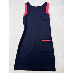 CK Bradley Dress Large Navy Pink Color Block Sleeveless Shift Preppy Stretch